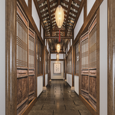 茶楼走廊过道3d模型