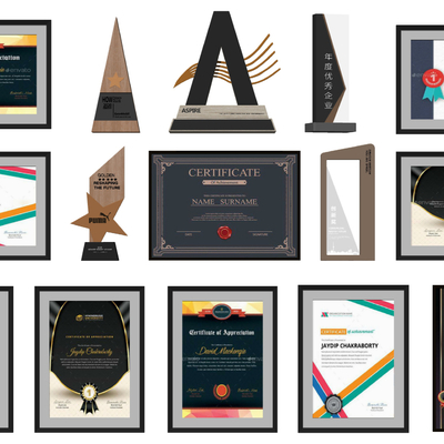  现代荣誉证书奖杯su模型 