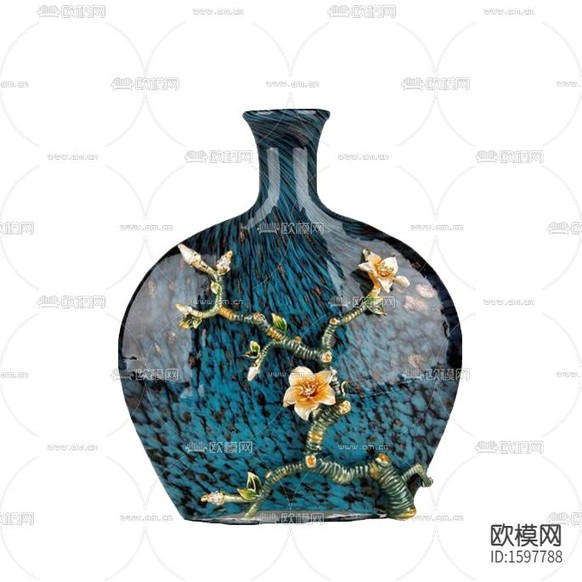 新中式轻奢陶瓷花卉花瓶下载
