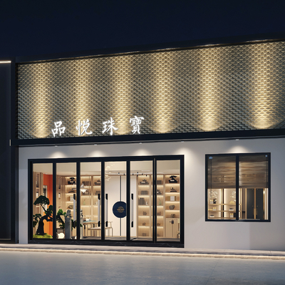 新中式珠宝店门面门头3d模型