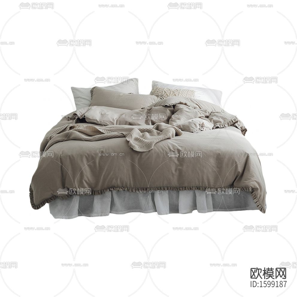 北欧简约灰色布艺床品下载