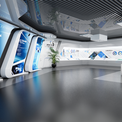  现代科技展厅su模型 