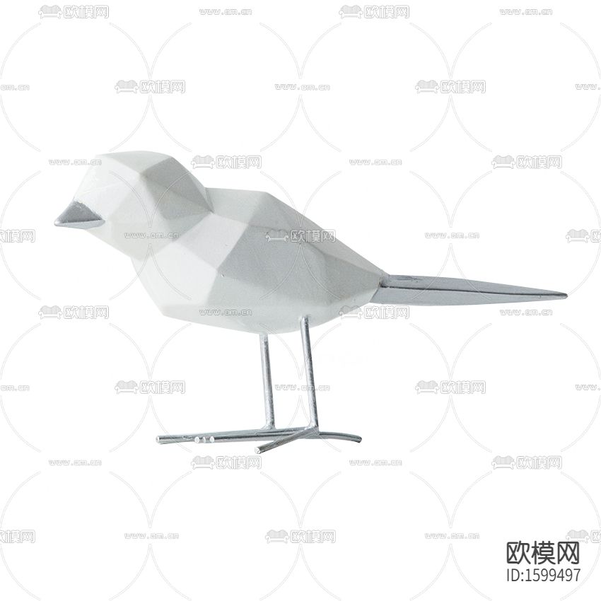 现代简约几何折纸白色树脂小鸟摆件