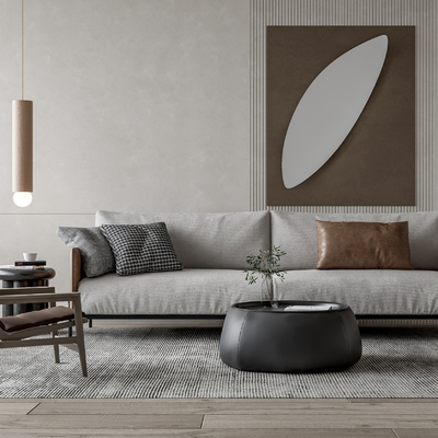  现代布艺沙发组合su模型 