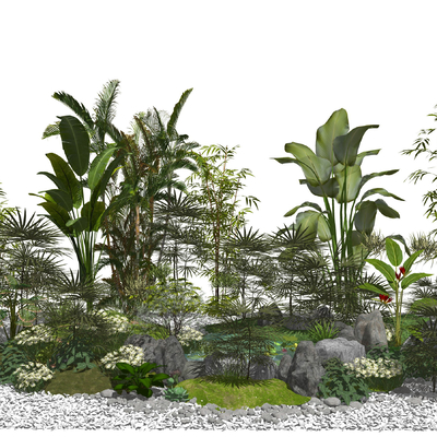  现代灌木su模型 