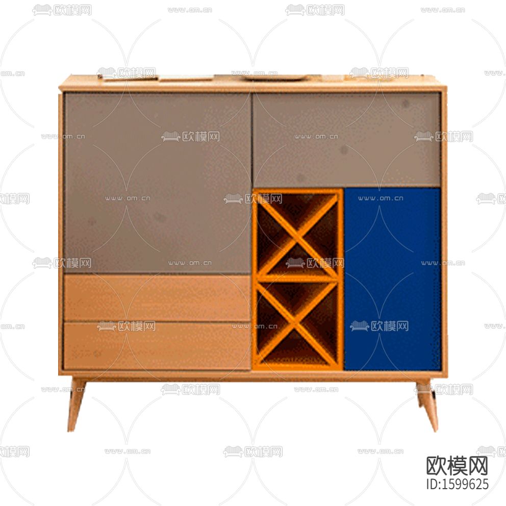 北欧简约彩色实木边柜下载