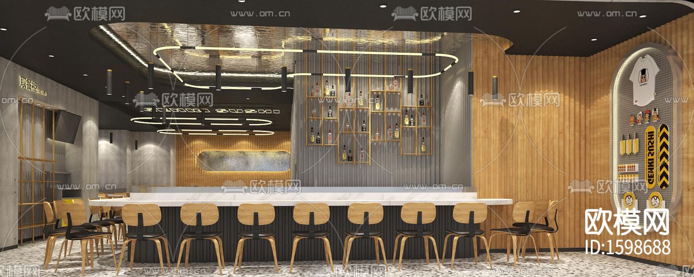 寿司店 cad施工图下载（渲染图2）