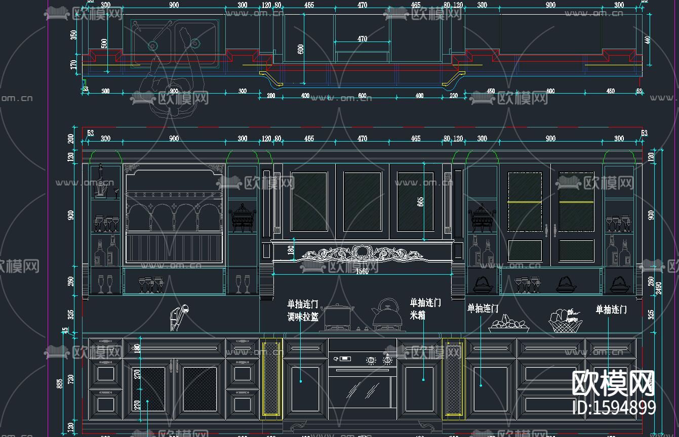 整木定制橱柜案例设计详图下载（渲染图2）