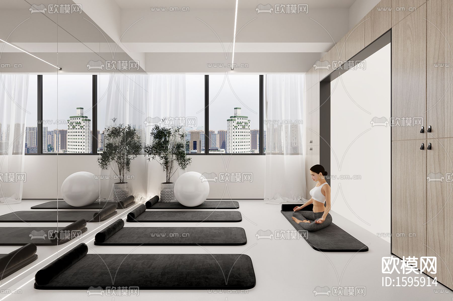 逸舍瑜伽馆cad施工图下载（渲染图5）