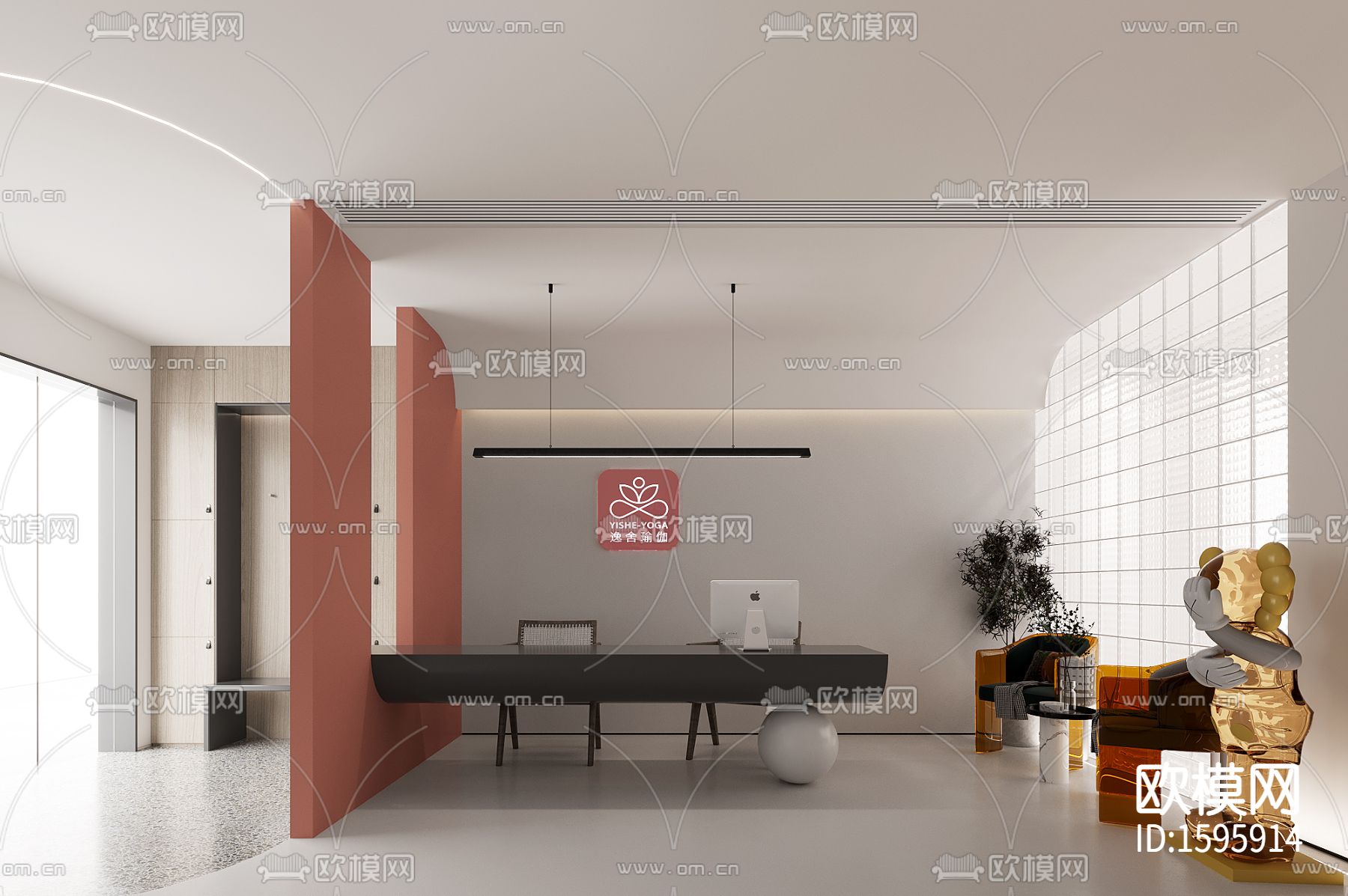 逸舍瑜伽馆cad施工图下载（渲染图6）