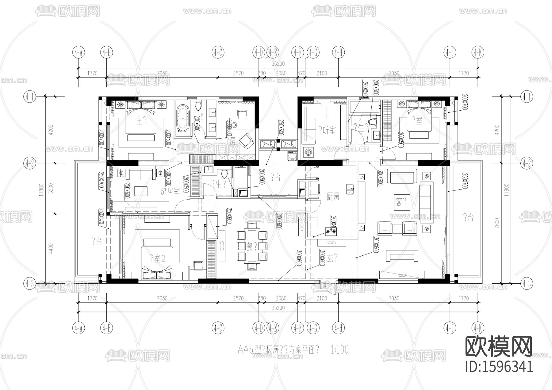 大户型平面cad节点图下载（渲染图2）