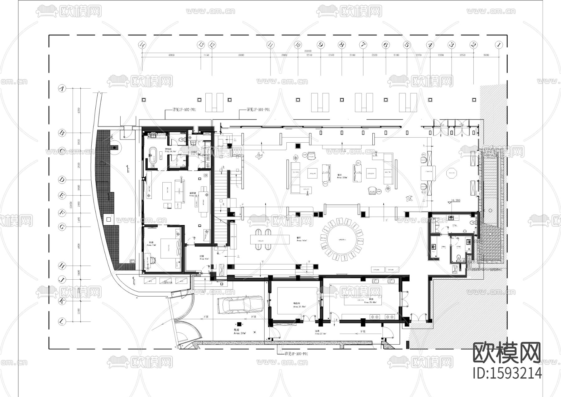 总平及厨房过道平面cad施工图下载（渲染图1）