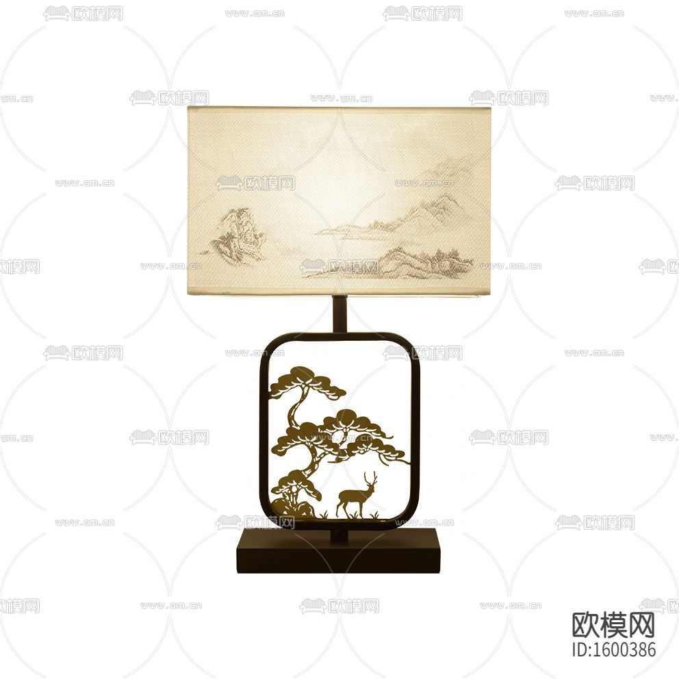 新中式轻奢铁艺迎客松台灯