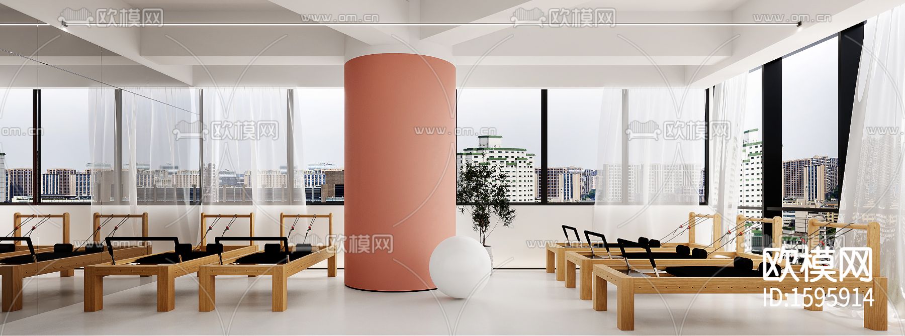 逸舍瑜伽馆cad施工图下载（渲染图3）