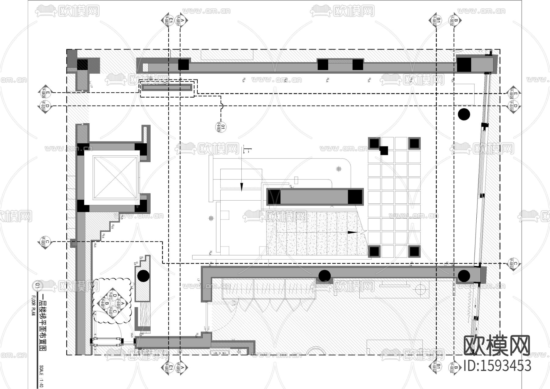 楼梯间cad平面图下载（渲染图4）