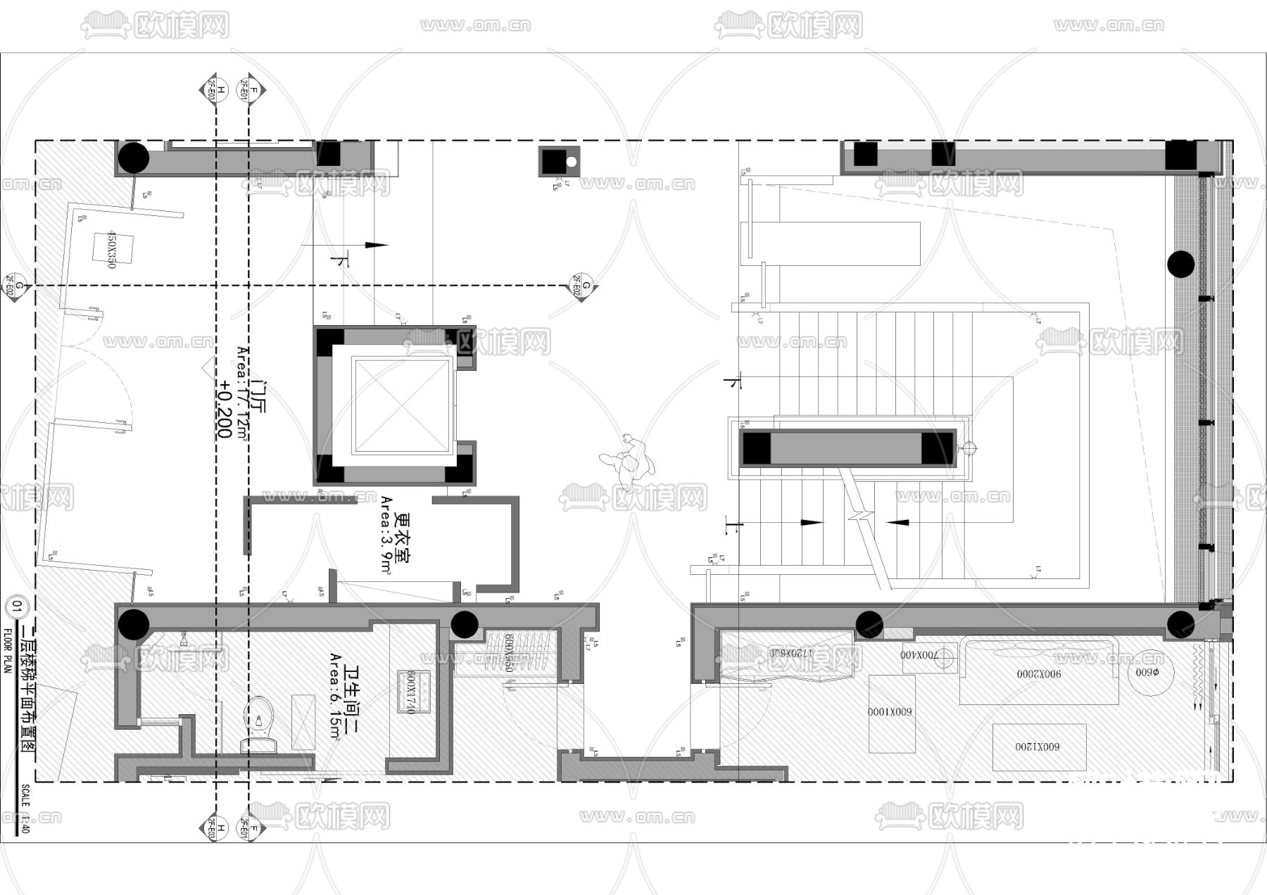 楼梯间cad平面图下载（渲染图1）