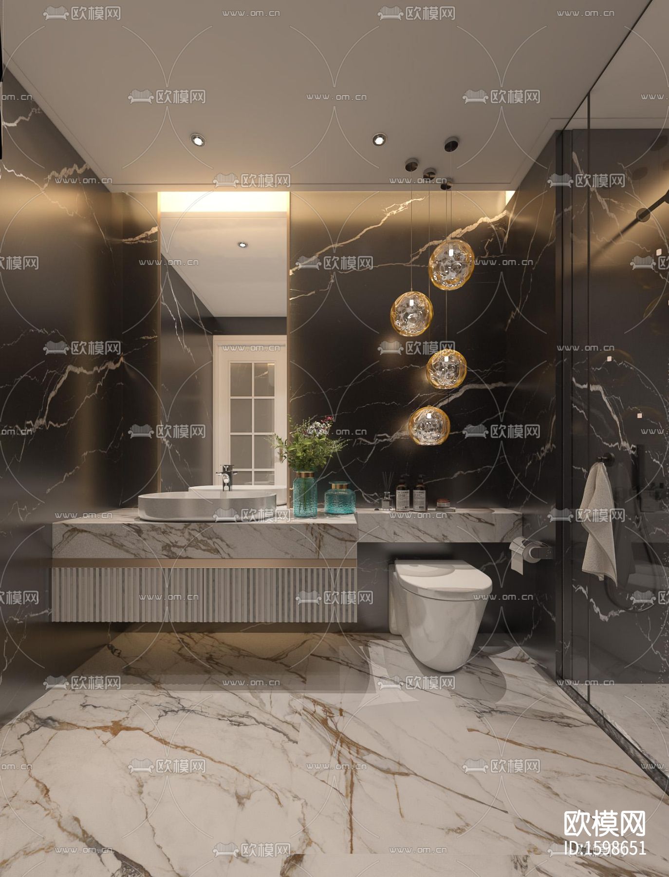 样板间cad施工图下载（渲染图2）