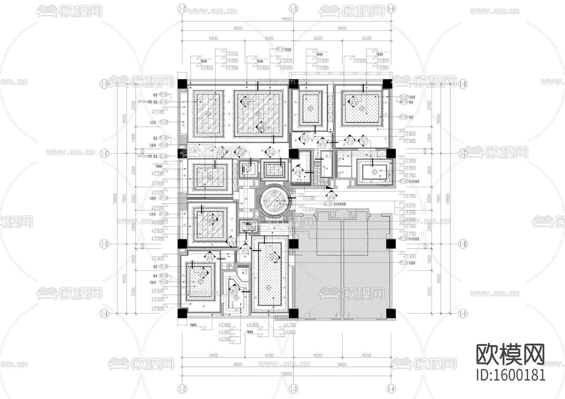 五星级酒店总统套房cad施工图