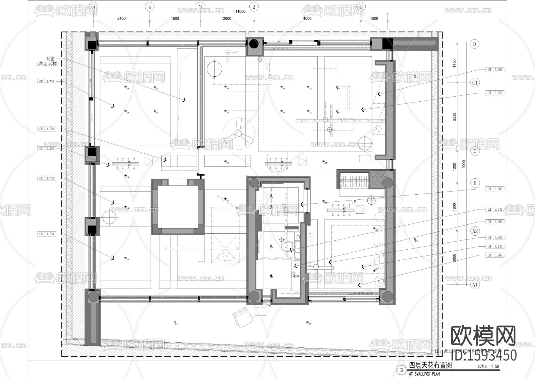 书房cad平面图下载（渲染图1）