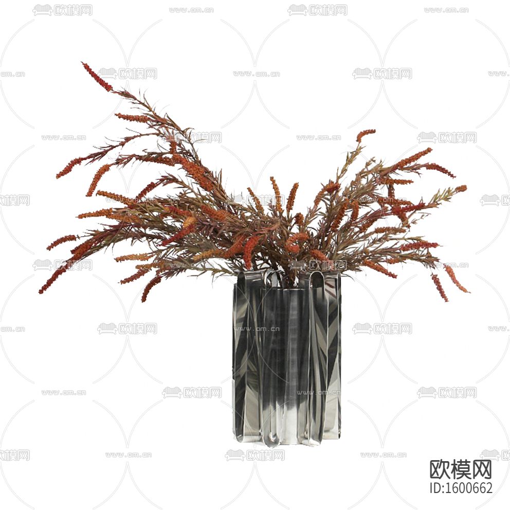 现代轻奢创意不锈钢花瓶摆放花艺下载