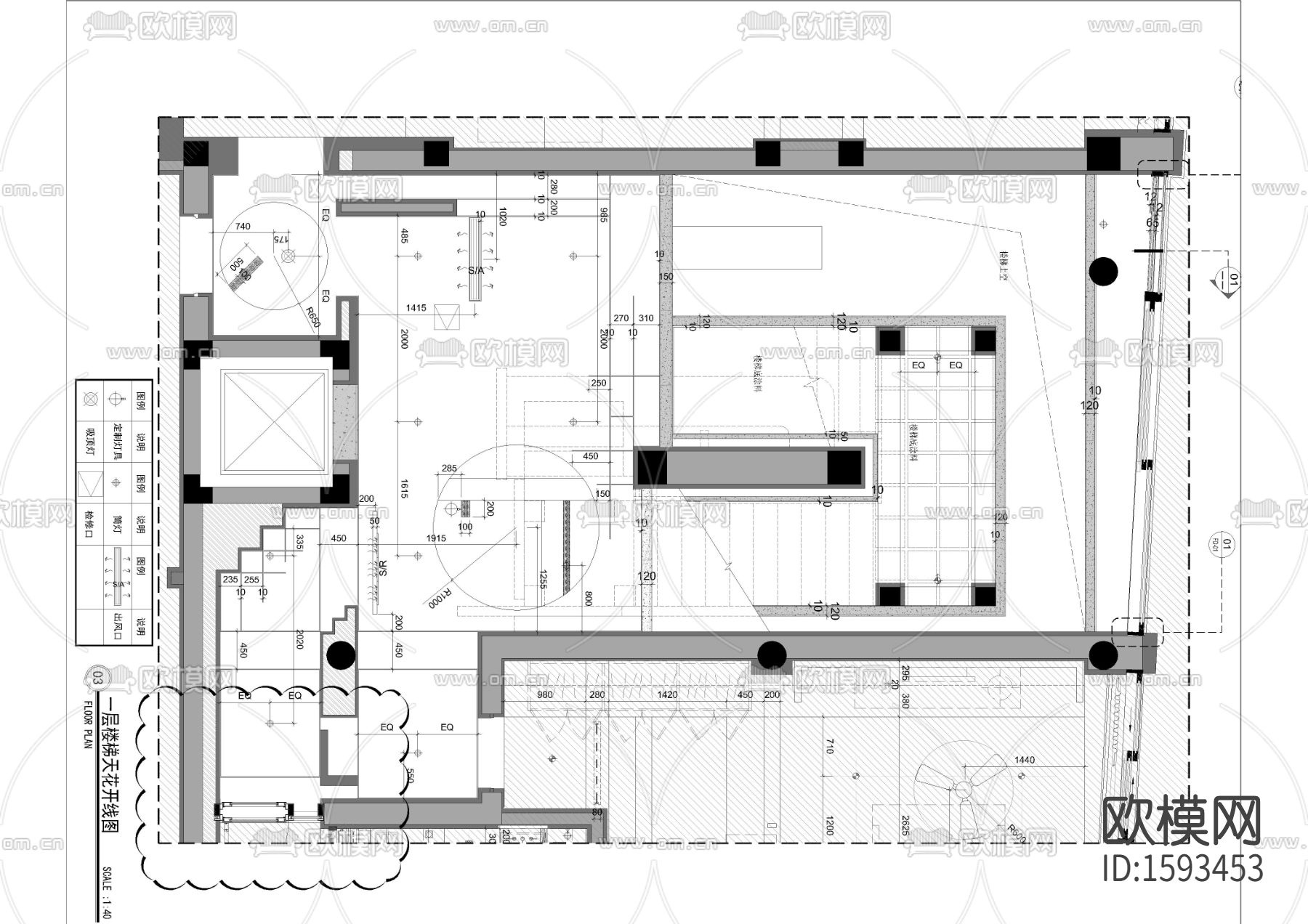 楼梯间cad平面图下载（渲染图3）