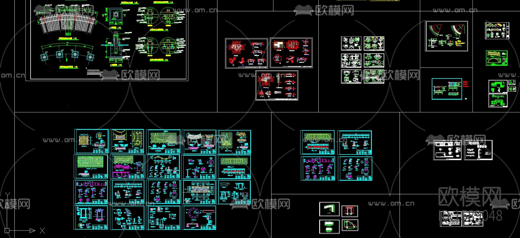 景观花架cad施工图下载（渲染图4）