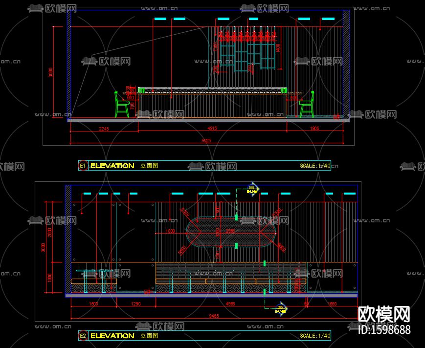 寿司店 cad施工图下载（渲染图6）