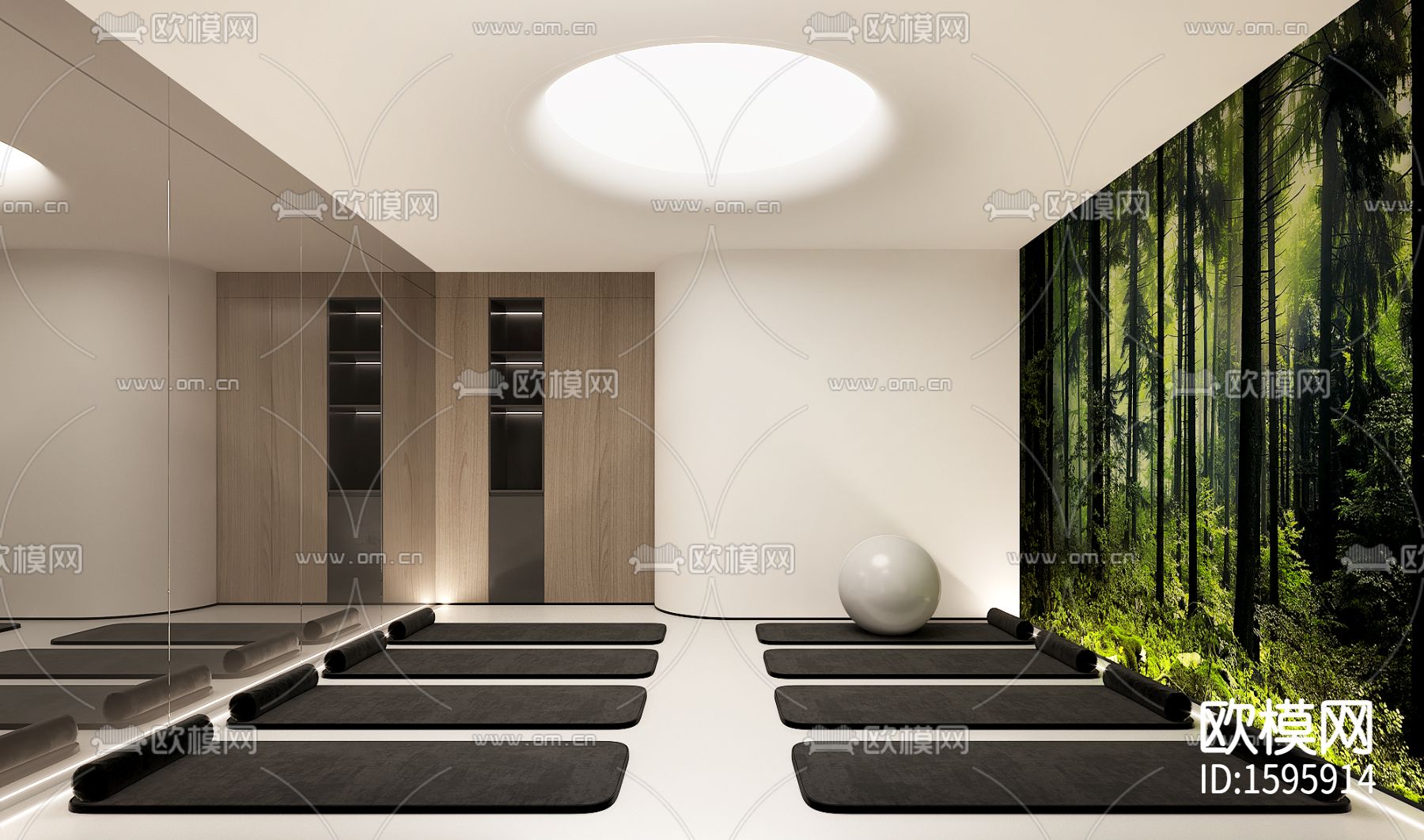 逸舍瑜伽馆cad施工图下载（渲染图1）