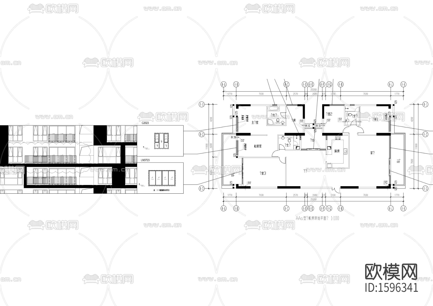 大户型平面cad节点图下载（渲染图1）