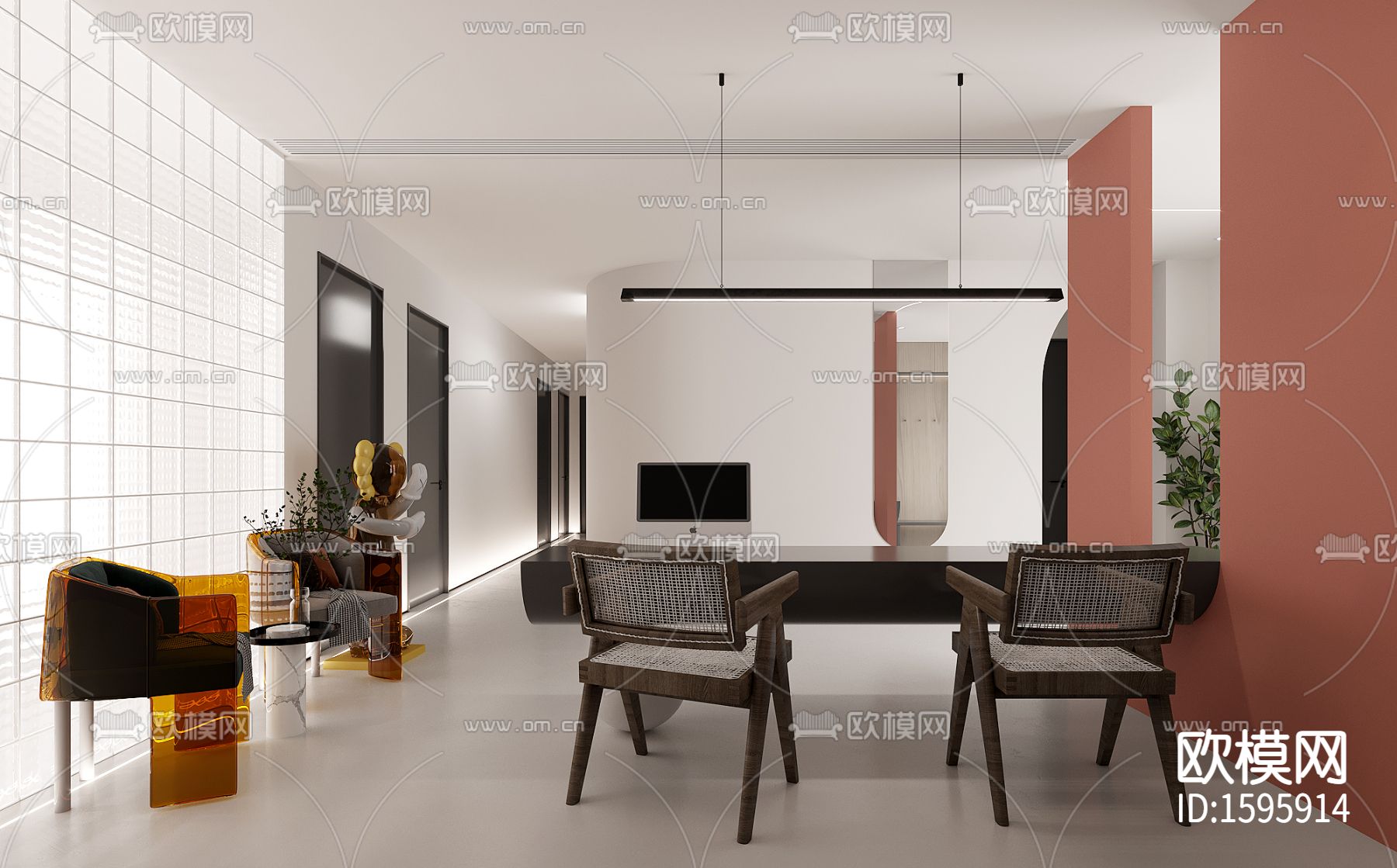 逸舍瑜伽馆cad施工图下载（渲染图4）