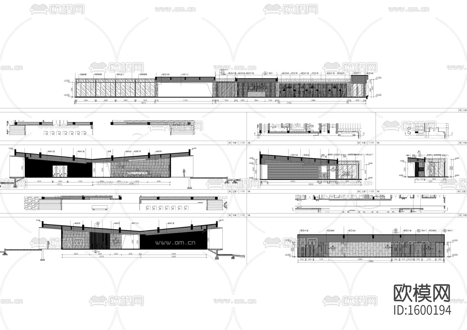 高级会所大堂立面图下载（渲染图3）
