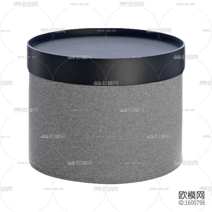现代简约灰色实木圆形鼓凳下载