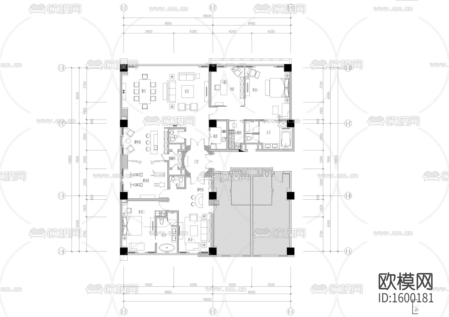 五星级酒店总统套房cad施工图