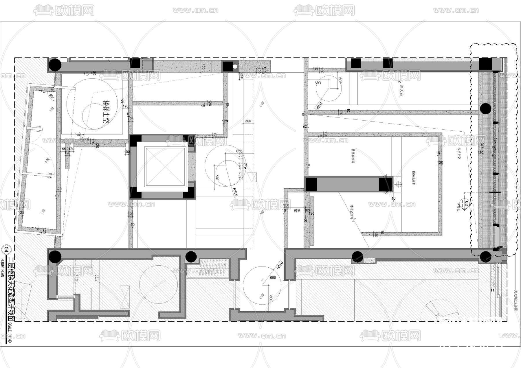 楼梯间cad平面图下载（渲染图2）