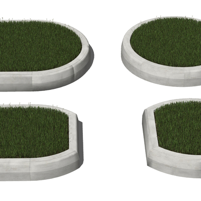  现代花坛花池su模型 