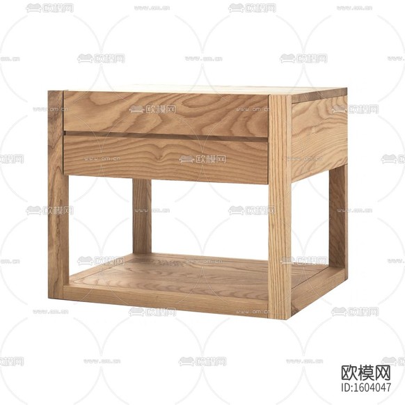 北欧简约天然原木床头柜下载
