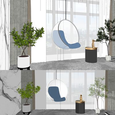  现代休闲吊椅su模型 