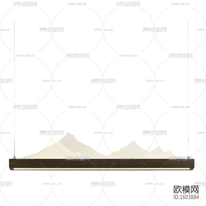 新中式极简禅意山水吊灯下载