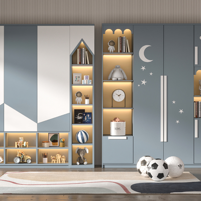  现代儿童衣柜su模型 