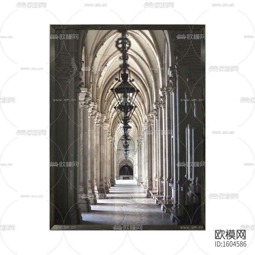 欧式古典教堂彩色手绘装饰画下载