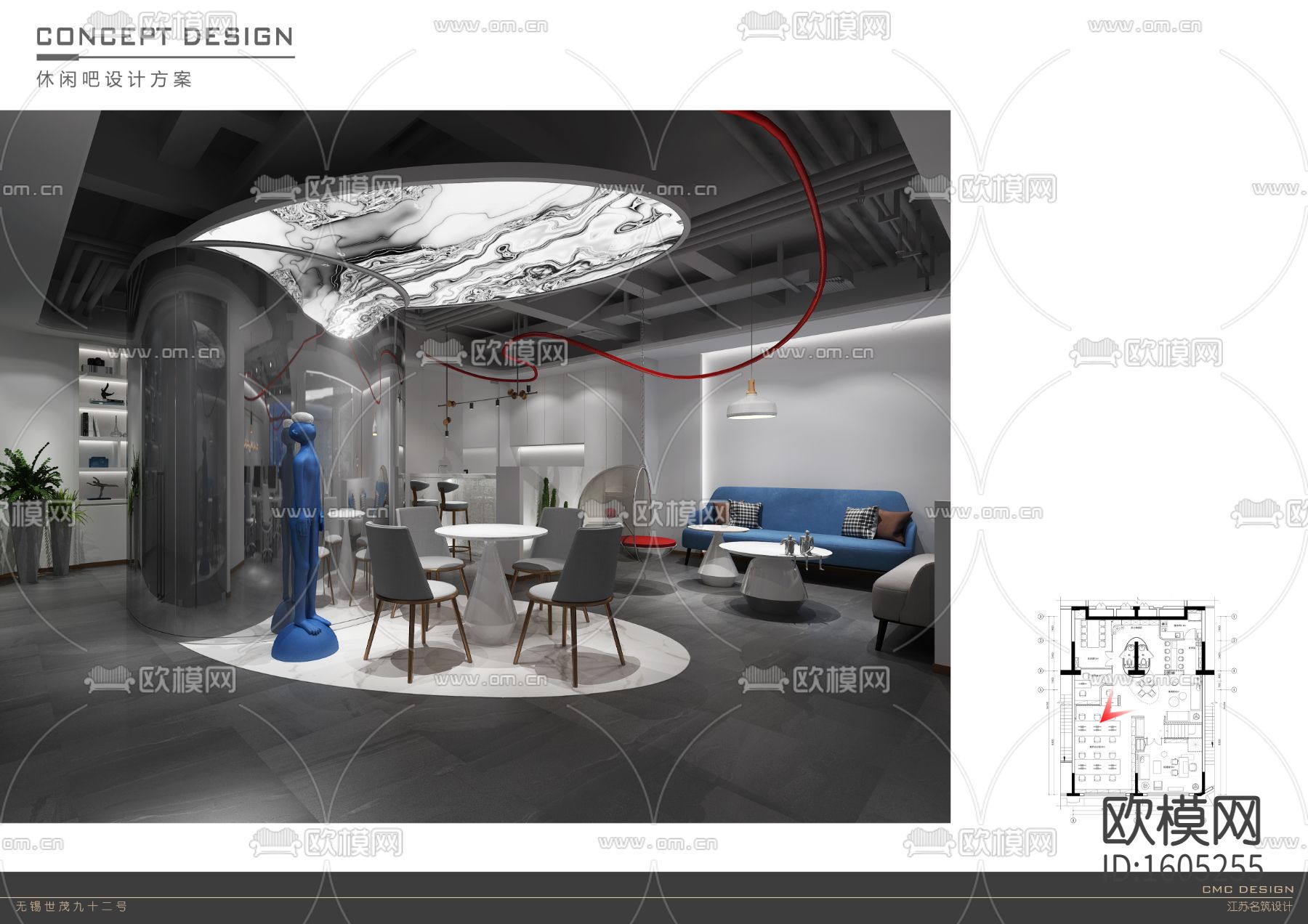 概念方案+空间摄影+平立面图+展板+施工图下载（渲染图6）