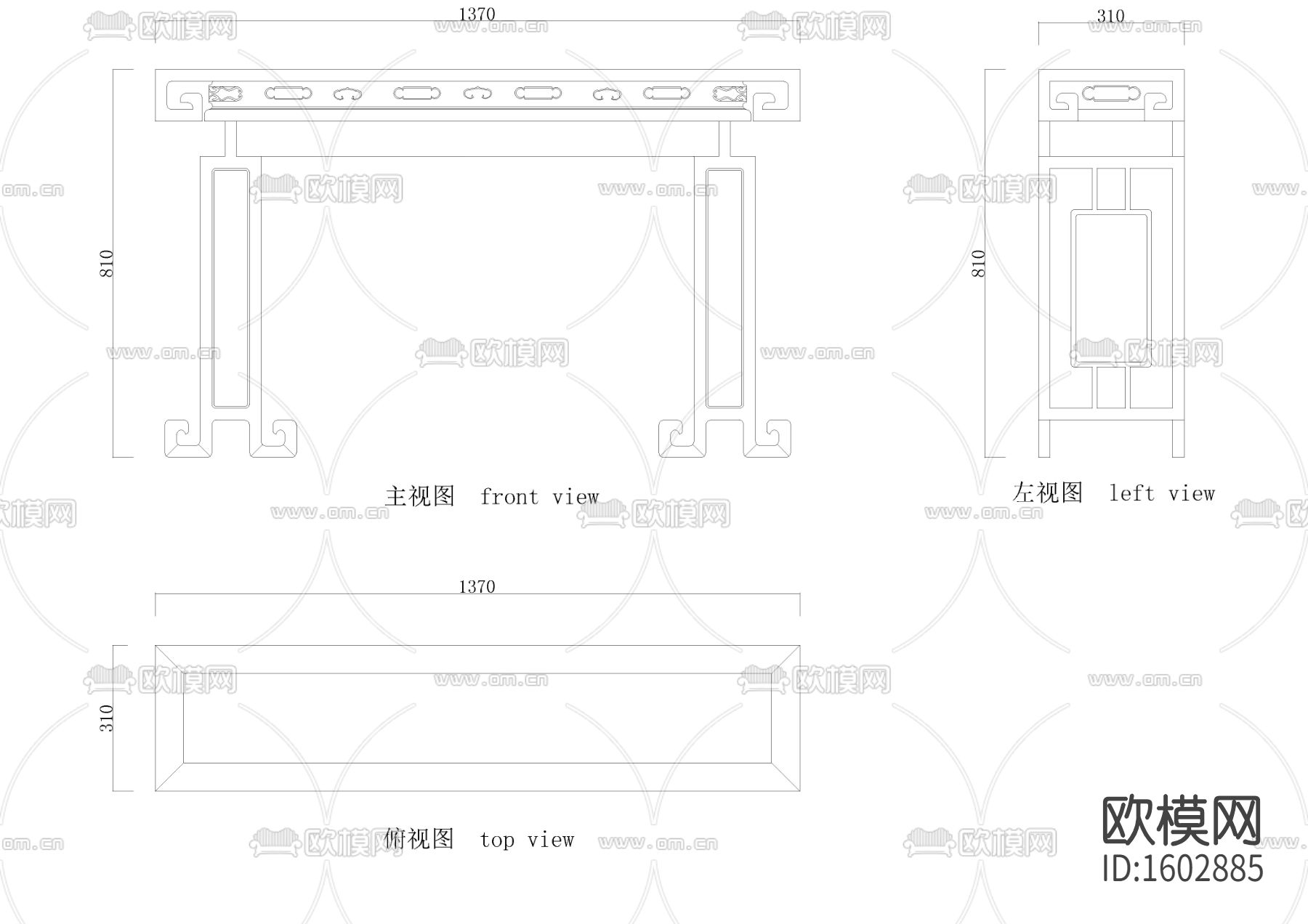 中式琴桌cad图库下载（渲染图1）