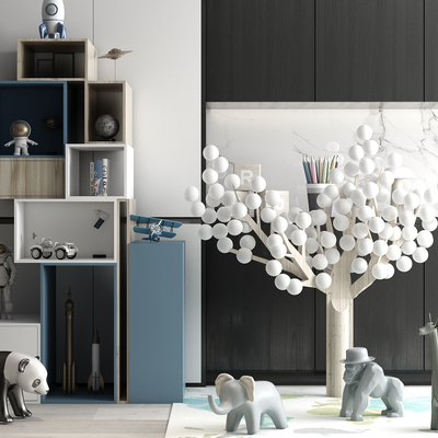  现代儿童装饰柜su模型 