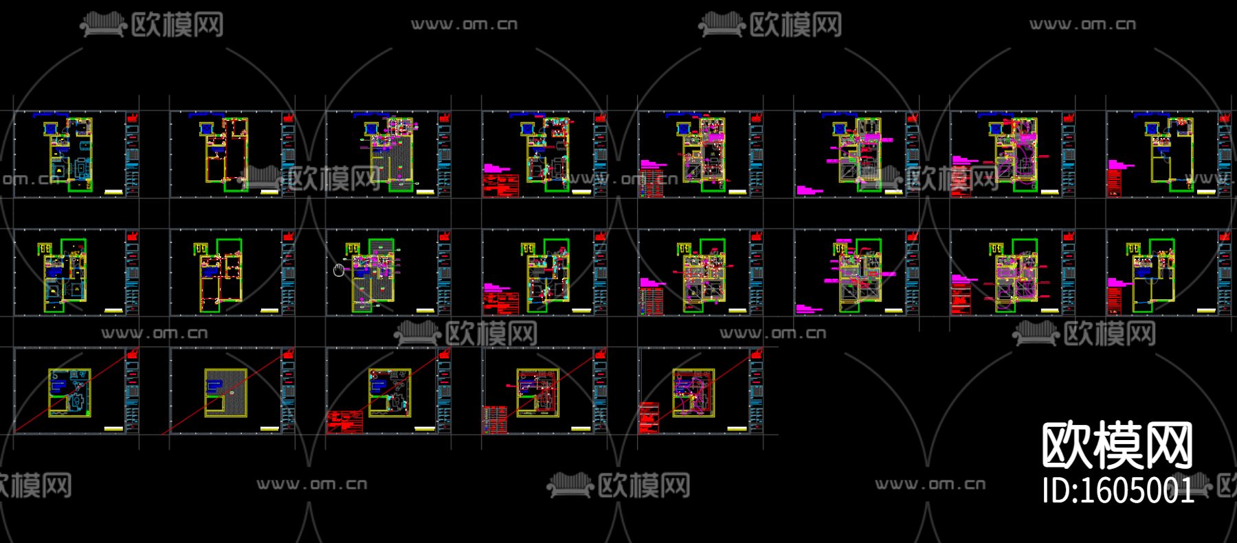 现代别墅户型样板间施工图下载（渲染图5）