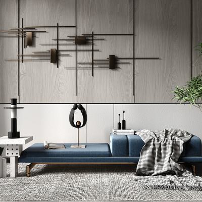  现代轻奢沙发凳su模型 