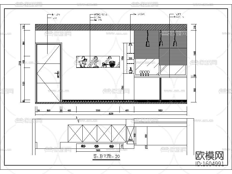 沈阳现代二层三居室住宅设计施工图下载（渲染图1）