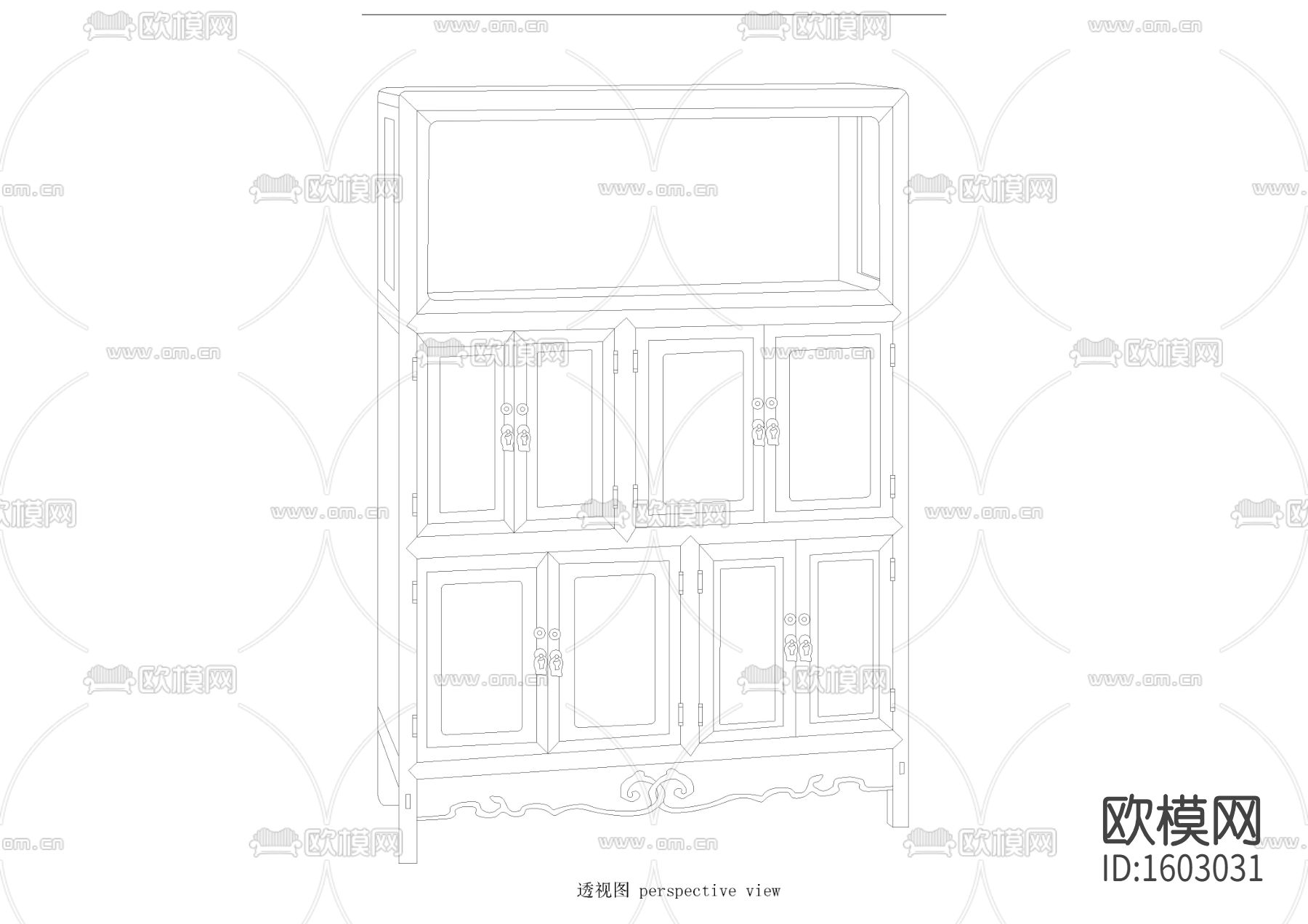 浅雕人物博古纹立柜下载（渲染图1）