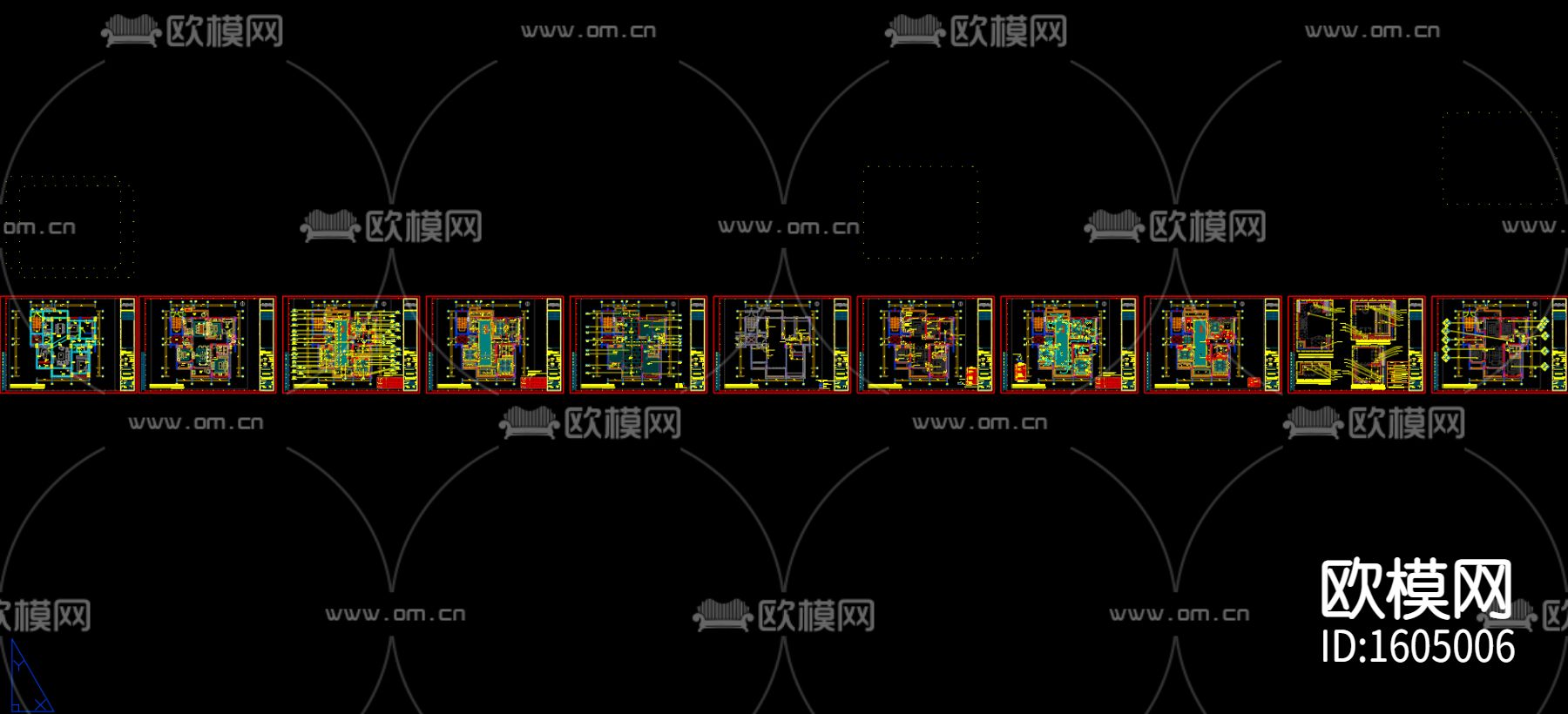 现代三居家装样板房设计施工图下载（渲染图6）