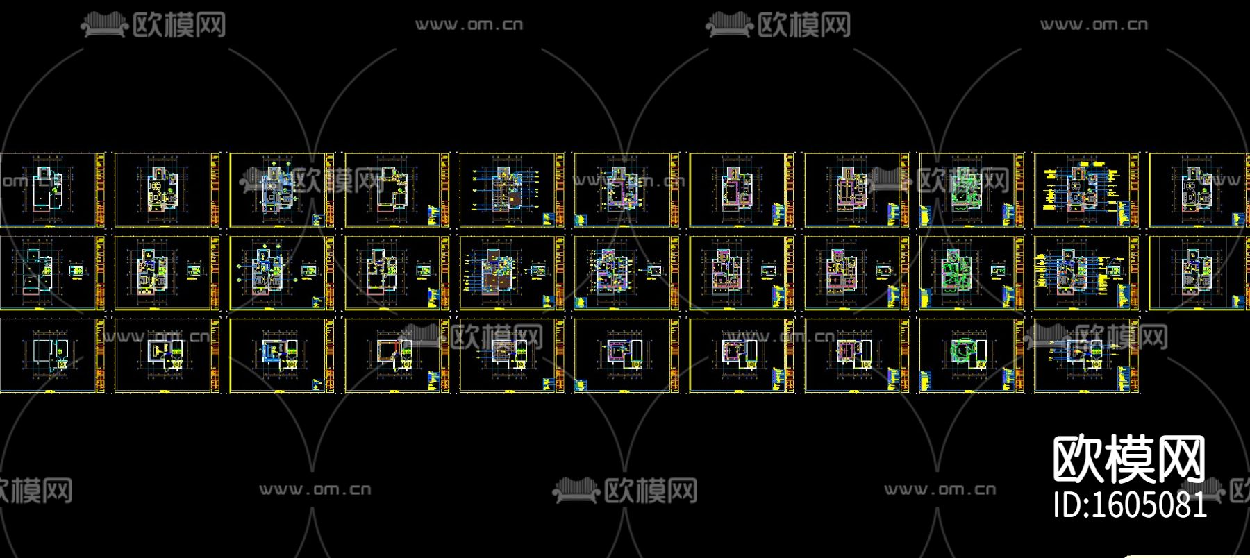 三居上叠叠墅样板间图纸CAD图纸下载（渲染图6）