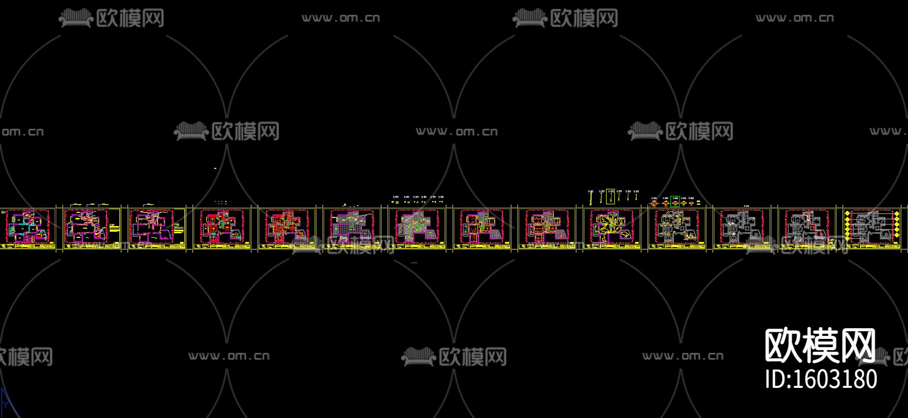 现代简约样板间设计施工图下载（渲染图6）
